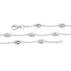 Italian Rhodium Over Sterling Silver Station Oval Moon Necklace (18 Inches) (6.3 G) -Jewelry store 7576058 2
