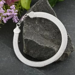 Italian Rhodium Over Sterling Silver Herringbone Bracelet With Extender (7.25 In) 10 Grams -Jewelry store 7576066 1