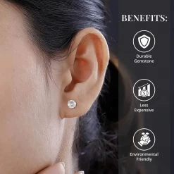 Moissanite Solitaire Stud Earrings In Rhodium Over Sterling Silver 1.90 Ctw -Jewelry store 7576255 3