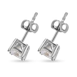 Moissanite Solitaire Stud Earrings In Rhodium Over Sterling Silver 1.90 Ctw -Jewelry store 7576255 4