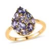 Tanzanite Cluster Ring In Vermeil Yellow Gold Over Sterling Silver 1.70 Ctw