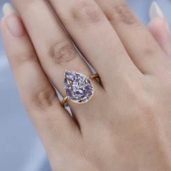 Tanzanite Cluster Ring In Vermeil Yellow Gold Over Sterling Silver 1.70 Ctw -Jewelry store 7576396 2