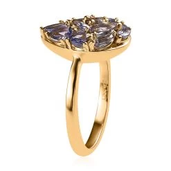 Tanzanite Cluster Ring In Vermeil Yellow Gold Over Sterling Silver 1.70 Ctw -Jewelry store 7576396 3