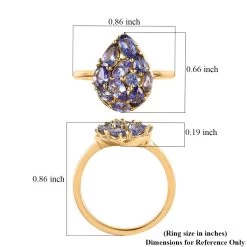 Tanzanite Cluster Ring In Vermeil Yellow Gold Over Sterling Silver 1.70 Ctw -Jewelry store 7576396 5