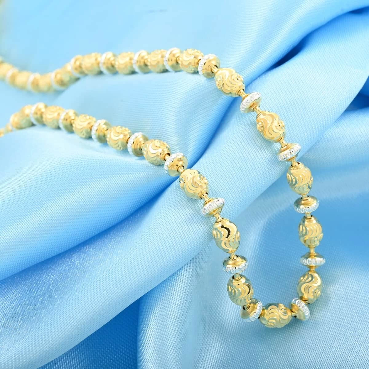 Italian 14K YG And WG Over Sterling Silver Saturno Necklace 20 Inches 13.50 Grams 4 Italian 14K YG And WG Over Sterling Silver Saturno Necklace 20 Inches 13.50 Grams - Image 2