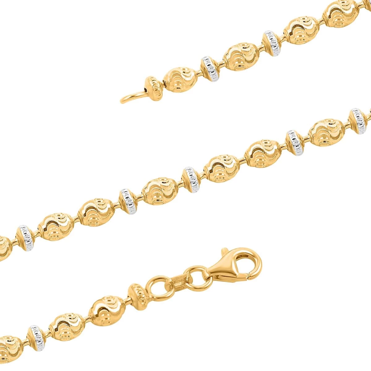 Italian 14K YG And WG Over Sterling Silver Saturno Necklace 20 Inches 13.50 Grams 5 Italian 14K YG And WG Over Sterling Silver Saturno Necklace 20 Inches 13.50 Grams - Image 3