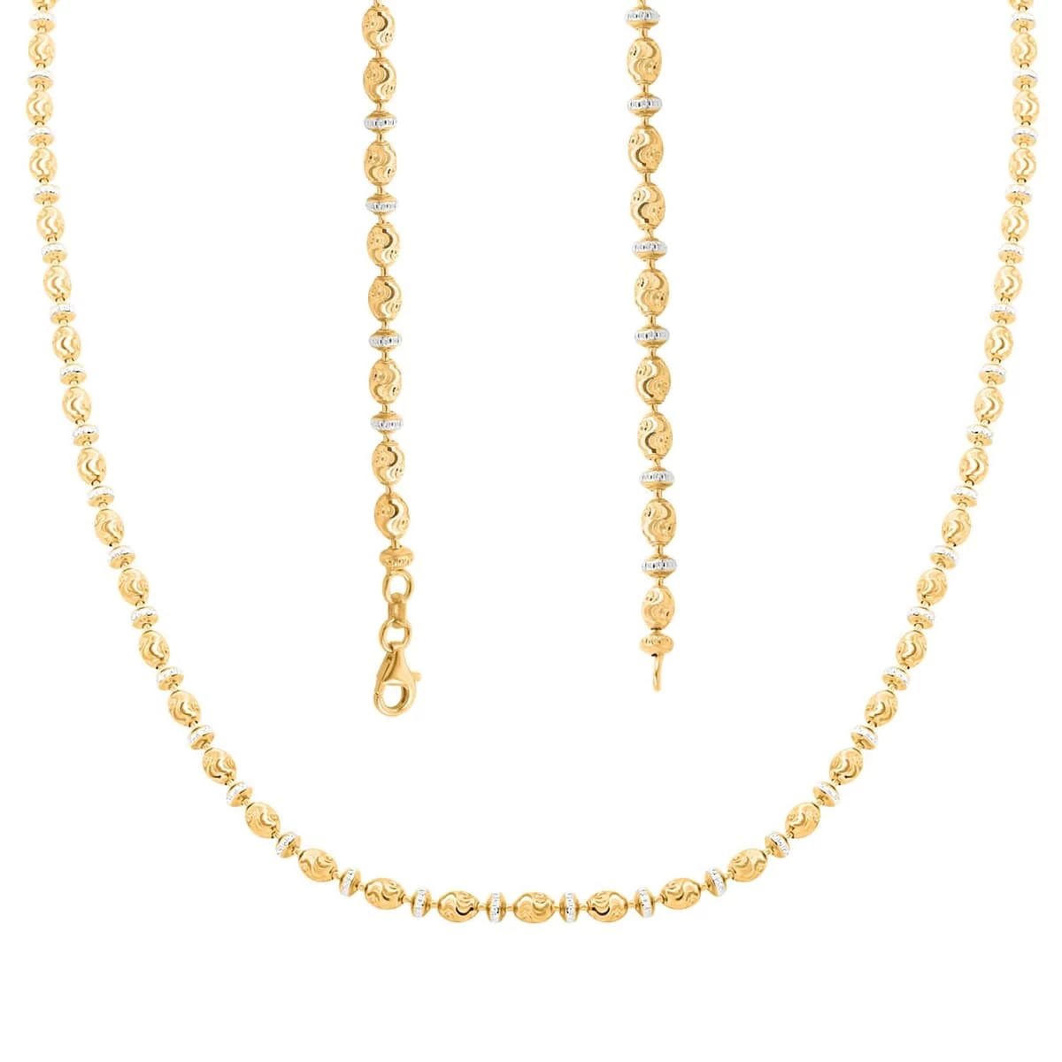 Italian 14K YG And WG Over Sterling Silver Saturno Necklace 20 Inches 13.50 Grams 6 Italian 14K YG And WG Over Sterling Silver Saturno Necklace 20 Inches 13.50 Grams - Image 4