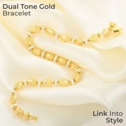 Italian 14K YG And WG Over Sterling Silver Saturno Bracelet (7.50 In) 5.20 Grams -Jewelry store 7576405 1