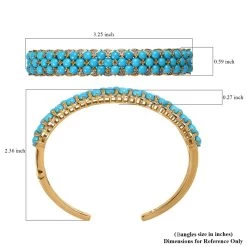 Premium Sleeping Beauty Turquoise And White Zircon Cuff Bracelet In Vermeil Yellow Gold Over Sterling Silver 14.15 Ctw -Jewelry store 7576801 5