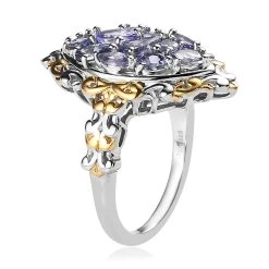 Tanzanite Ring In Vermeil Yellow Gold And Platinum Over Sterling Silver 1.60 Ctw -Jewelry store 7577205 3