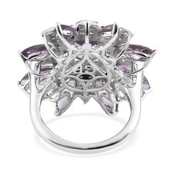 GP Italian Garden Collection Premium Rose De France Amethyst And White Zircon Floral Ring In Platinum Over Sterling Silver 7.65 Ctw 12 GP Italian Garden Collection Premium Rose De France Amethyst And White Zircon Floral Ring In Platinum Over Sterling Silver 7.65 Ctw -Jewelry store 7578369 4