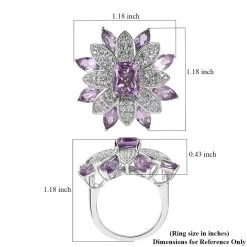 GP Italian Garden Collection Premium Rose De France Amethyst And White Zircon Floral Ring In Platinum Over Sterling Silver 7.65 Ctw 13 GP Italian Garden Collection Premium Rose De France Amethyst And White Zircon Floral Ring In Platinum Over Sterling Silver 7.65 Ctw -Jewelry store 7578369 5