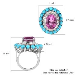Radiant Orchid Quartz (Triplet) And Sleeping Beauty Turquoise Halo Ring In Vermeil RG And Platinum Over Sterling Silver 14.65 Ctw -Jewelry store 7579005 5