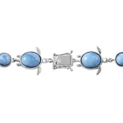 Larimar Turtle Bracelet In Platinum Over Sterling Silver (6.50 In) 27.50 Ctw -Jewelry store 7579449 2