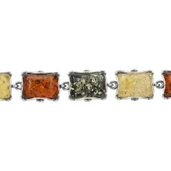 Multi Color Amber Bracelet In Sterling Silver (7.00 In) -Jewelry store 7579552 2