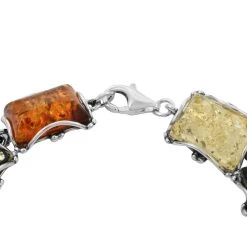 Multi Color Amber Bracelet In Sterling Silver (7.00 In) -Jewelry store 7579552 3