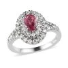 Ouro Fino Rubellite And Moissanite Double Halo Ring In Platinum Over Sterling Silver 0.75 Ctw -Jewelry store 7580873