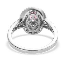 Ouro Fino Rubellite And Moissanite Double Halo Ring In Platinum Over Sterling Silver 0.75 Ctw -Jewelry store 7580873 4