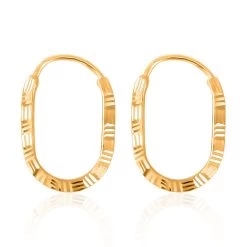 24K Yellow Gold Electroform Oval Hoop Earrings 2 Grams -Jewelry store 7581740 2