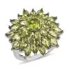 Premium Peridot Floral Spray Ring In Platinum Over Sterling Silver 6.40 Ctw -Jewelry store 7582119