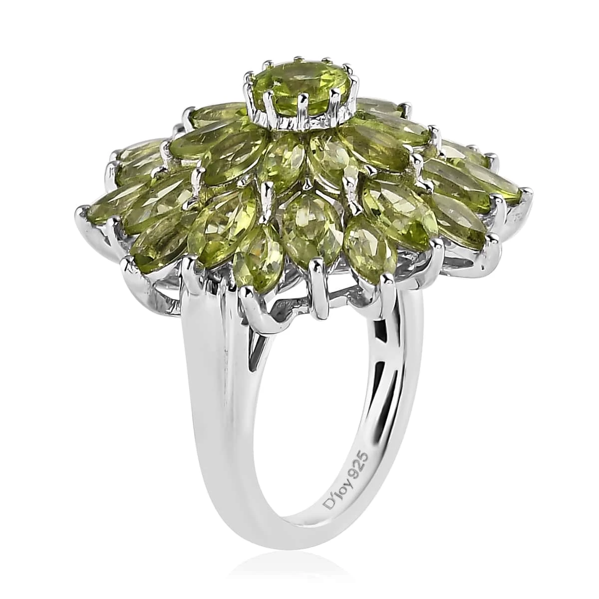 Premium Peridot Floral Spray Ring In Platinum Over Sterling Silver 6.40 Ctw 6 Premium Peridot Floral Spray Ring In Platinum Over Sterling Silver 6.40 Ctw - Image 4