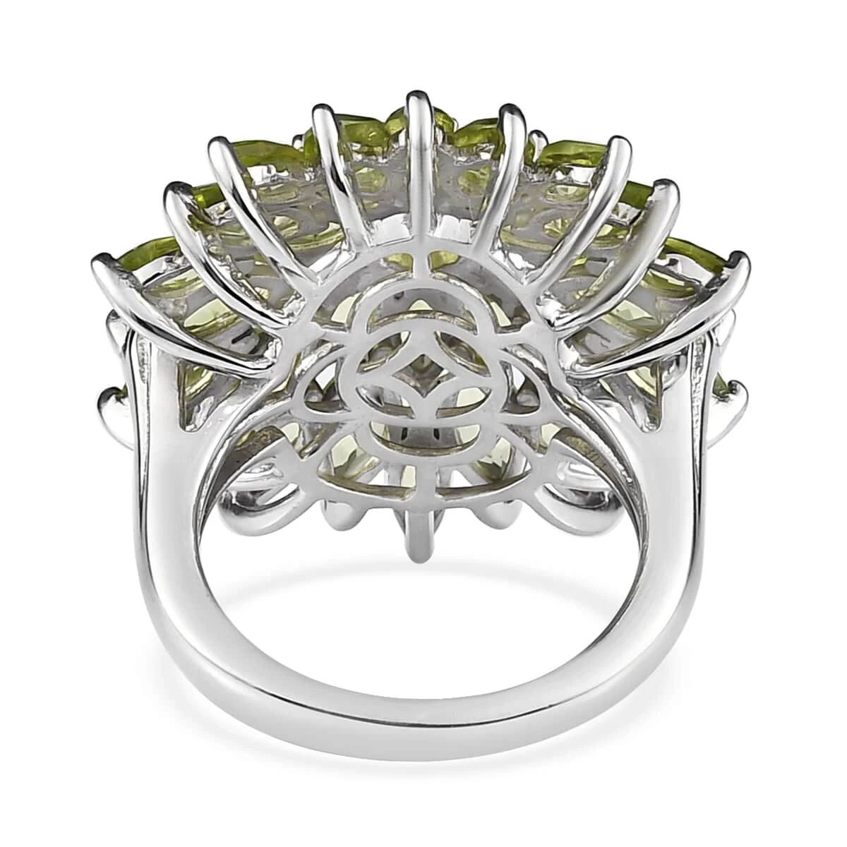 Premium Peridot Floral Spray Ring In Platinum Over Sterling Silver 6.40 Ctw 7 Premium Peridot Floral Spray Ring In Platinum Over Sterling Silver 6.40 Ctw - Image 5