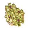 Premium Peridot And Multi Gemstone Floral Ring In Vermeil Yellow Gold Over Sterling Silver 10.60 Ctw -Jewelry store 7582159