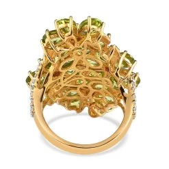 Premium Peridot And Multi Gemstone Floral Ring In Vermeil Yellow Gold Over Sterling Silver 10.60 Ctw -Jewelry store 7582159 4