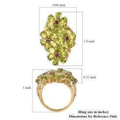 Premium Peridot And Multi Gemstone Floral Ring In Vermeil Yellow Gold Over Sterling Silver 10.60 Ctw -Jewelry store 7582159 5