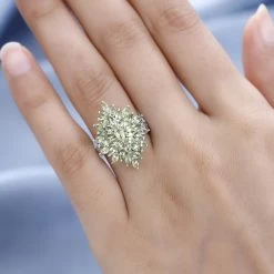 Premium Peridot Elongated Ring In Platinum Over Sterling Silver 3.35 Ctw -Jewelry store 7582226 2