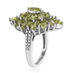 Premium Peridot Elongated Ring In Platinum Over Sterling Silver 3.35 Ctw -Jewelry store 7582226 3