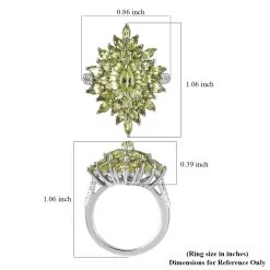 Premium Peridot Elongated Ring In Platinum Over Sterling Silver 3.35 Ctw -Jewelry store 7582226 5