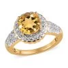 Premium Brazilian Heliodor And Moissanite Halo Ring In Vermeil Yellow Gold Over Sterling Silver 2.00 Ctw