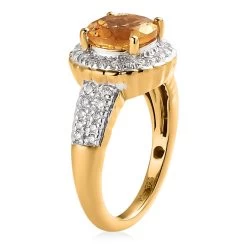 Premium Brazilian Heliodor And Moissanite Halo Ring In Vermeil Yellow Gold Over Sterling Silver 2.00 Ctw -Jewelry store 7582702 3