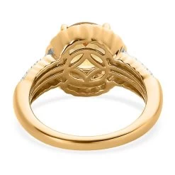 Premium Brazilian Heliodor And Moissanite Halo Ring In Vermeil Yellow Gold Over Sterling Silver 2.00 Ctw -Jewelry store 7582702 4