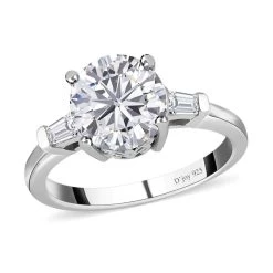 Moissanite Solitaire Ring In Platinum Over Sterling Silver 1.90 Ctw