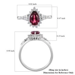 Luxoro 10K White Gold Premium Ouro Fino Rubellite, Moissanite Halo Ring 1.00 Ctw -Jewelry store 7583344 5