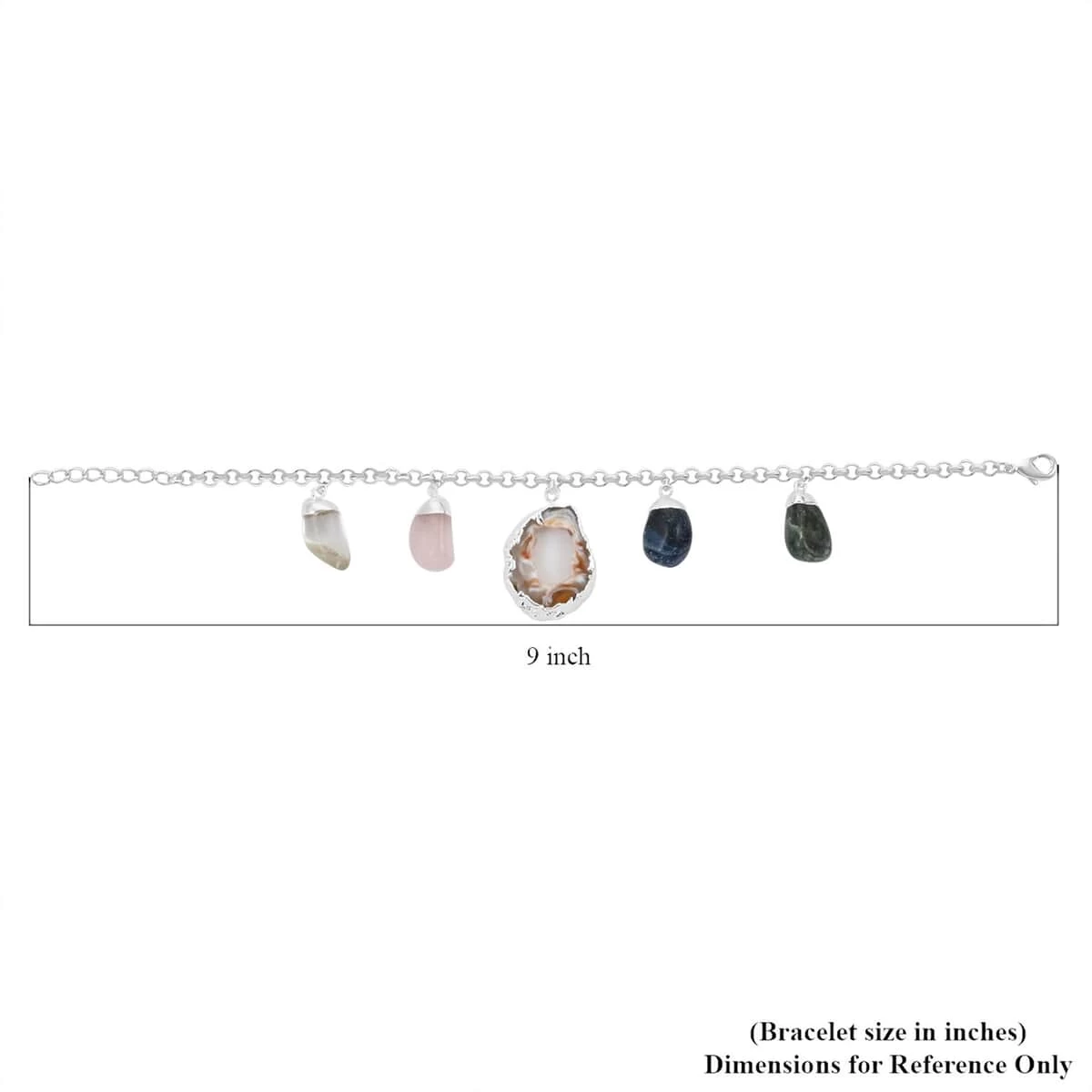 Made In Brazil Crazy Lace Agate And Multi Gemstone Bracelet In Silvertone (8-9In) 70.00 Ctw 7 Made In Brazil Crazy Lace Agate And Multi Gemstone Bracelet In Silvertone (8-9In) 70.00 Ctw - Image 5