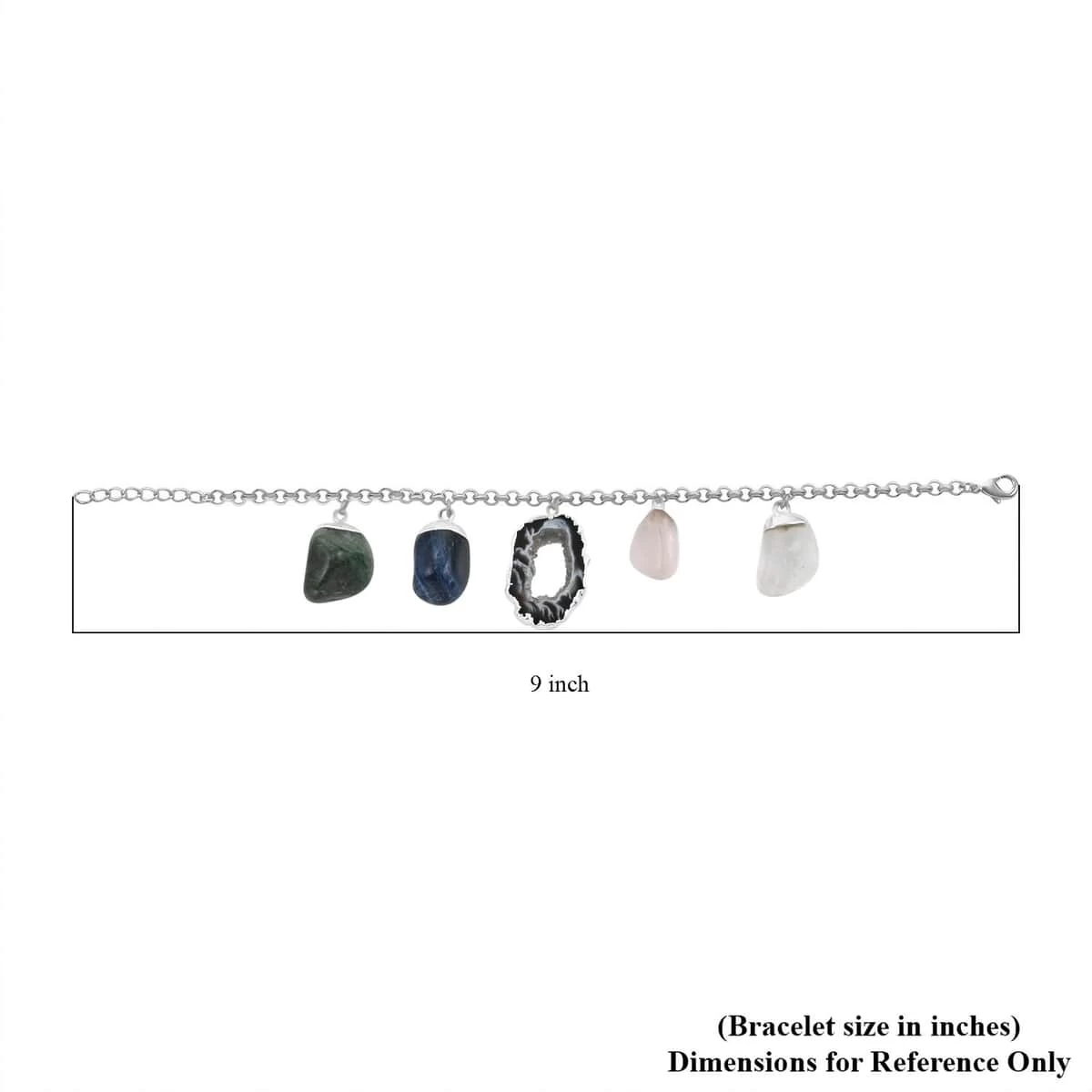 Made In Brazil Druzy Agate And Multi Gemstone Bracelet In Silvertone (8-9In) 68.00 Ctw 7 Made In Brazil Druzy Agate And Multi Gemstone Bracelet In Silvertone (8-9In) 68.00 Ctw - Image 5
