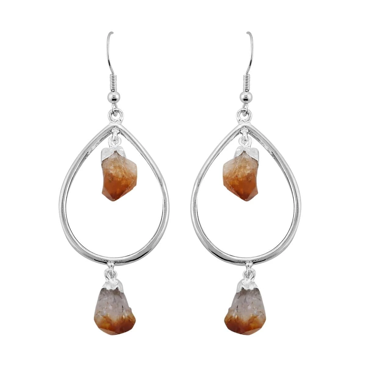 Brazilian Citrine Drop Earrings In Silvertone 42.50 Ctw 3 Brazilian Citrine Drop Earrings In Silvertone 42.50 Ctw