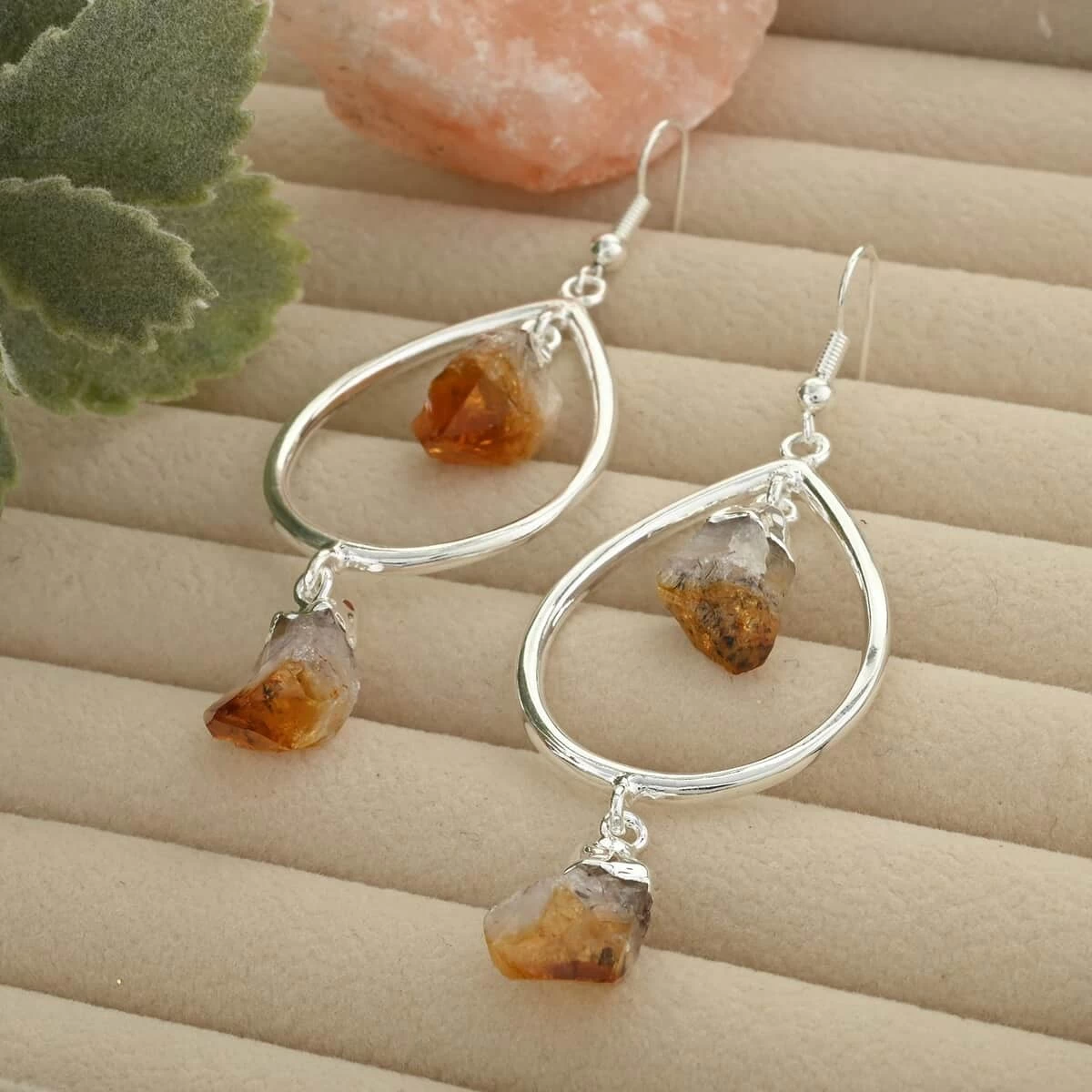 Brazilian Citrine Drop Earrings In Silvertone 42.50 Ctw 4 Brazilian Citrine Drop Earrings In Silvertone 42.50 Ctw - Image 2