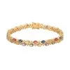 14K Yellow Gold Multi Sapphire And H-I SI2 Natural Yellow Diamond Bracelet (7.00 In) 12.25 Grams 7.40 Ctw -Jewelry store 7585918