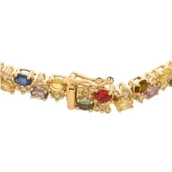 14K Yellow Gold Multi Sapphire And H-I SI2 Natural Yellow Diamond Bracelet (7.00 In) 12.25 Grams 7.40 Ctw -Jewelry store 7585918 3