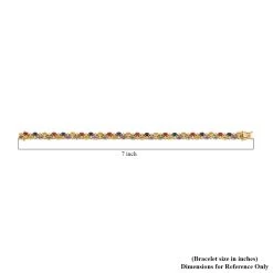 14K Yellow Gold Multi Sapphire And H-I SI2 Natural Yellow Diamond Bracelet (7.00 In) 12.25 Grams 7.40 Ctw -Jewelry store 7585918 4