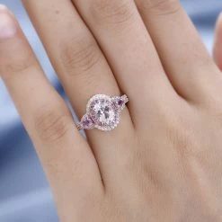 Premium Pink Morganite And Multi Gemstone Cocktail Ring In Vermeil Rose Gold Over Sterling Silver 2.10 Ctw -Jewelry store 7585982 2