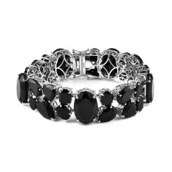 Australian Black Tourmaline Bracelet In Platinum Over Sterling Silver (7.25 In) 144.50 Ctw