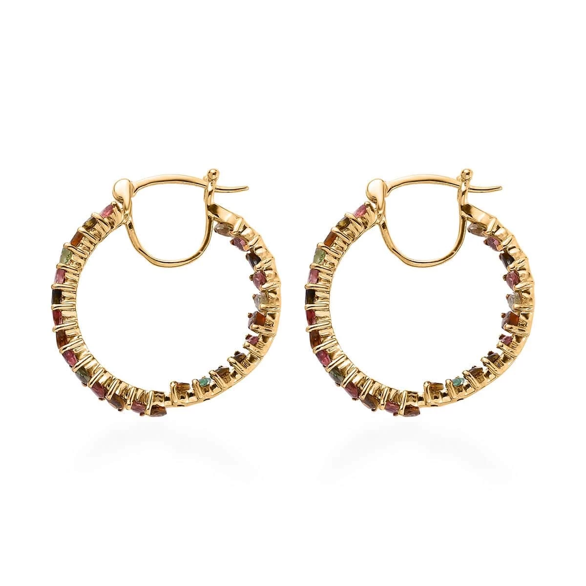 Karis Multi-Tourmaline Inside Out Hoop Earrings In 18K YG Plated 4.15 Ctw 6 Karis Multi-Tourmaline Inside Out Hoop Earrings In 18K YG Plated 4.15 Ctw - Image 4
