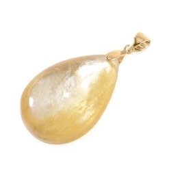10K Yellow Gold AAAA Golden Lepidolite Drop Pendant 29.75 Ctw -Jewelry store 7586113 2