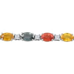 14K White Gold Multi Sapphire And H-I SI2 Diamond Bracelet (7.25 In) 6.55 Grams 11.80 Ctw -Jewelry store 7586125 2
