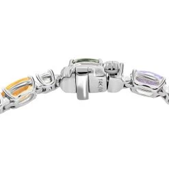 14K White Gold Multi Sapphire And H-I SI2 Diamond Bracelet (7.25 In) 6.55 Grams 11.80 Ctw -Jewelry store 7586125 3